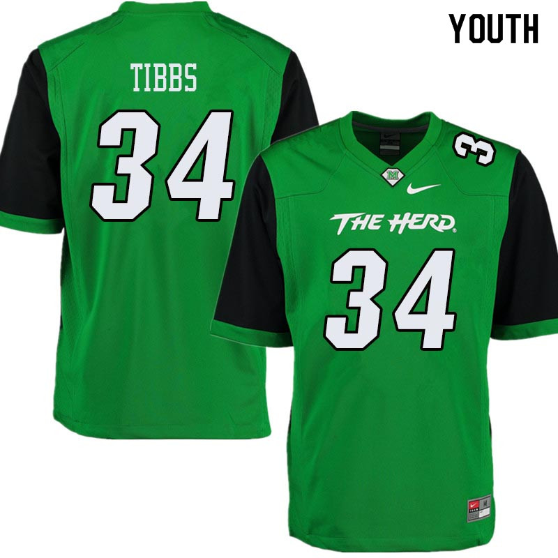 Youth #34 Brennon Tibbs Marshall Thundering Herd College Football Jerseys Sale-Green - Click Image to Close